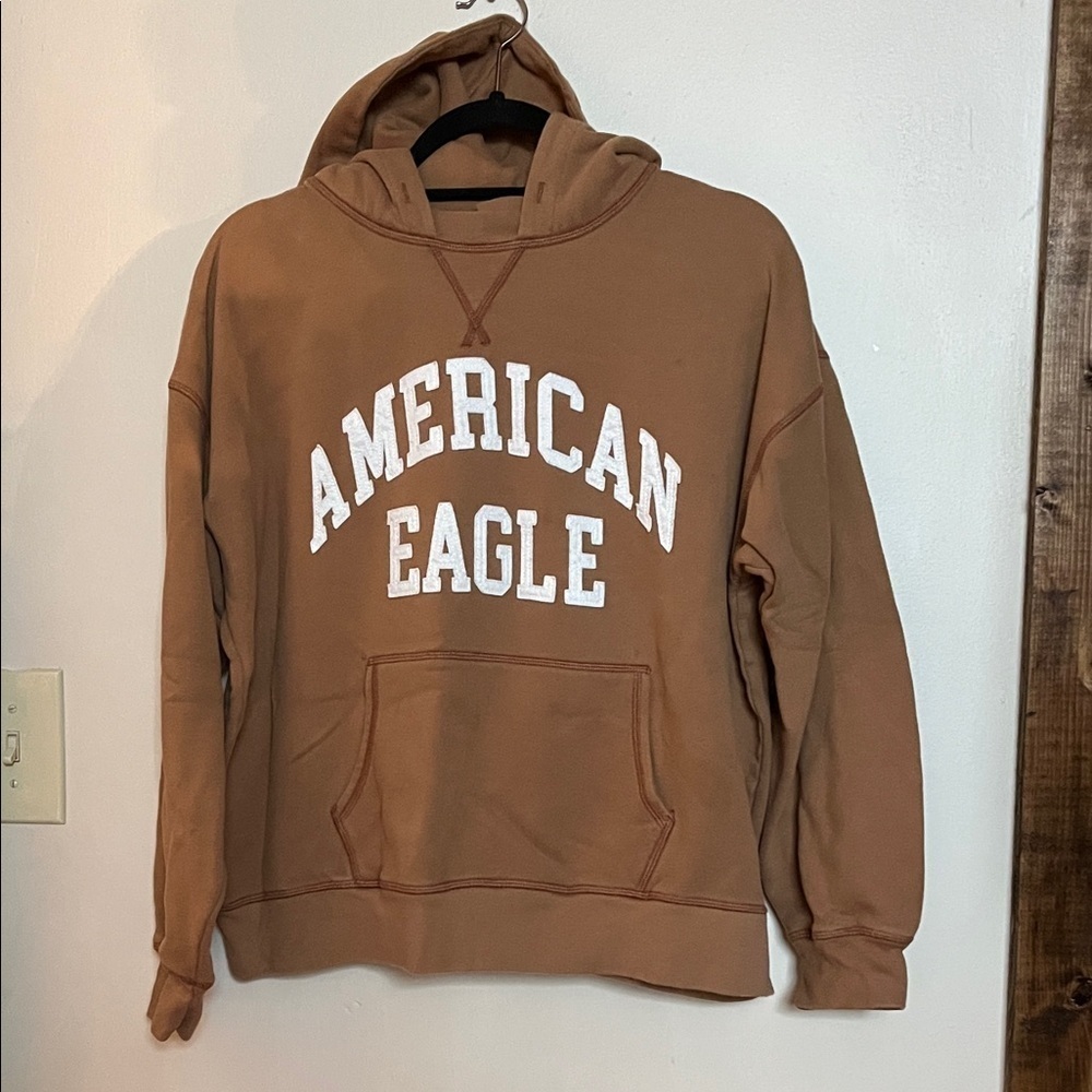 AMERICAN EAGLE WOMEN BROWN OVERSIZED FLEECE HOODIE Size Small